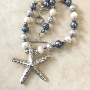 Statement Piece - Bold Pearl, Starfish Hill Tribe Silver Necklace - 11 to 12 mm